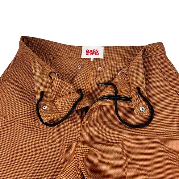 Solid & Striped Mens Medium Shorts Orange Blue Checks Polyamide Pockets EUC - Picture 11 of 14